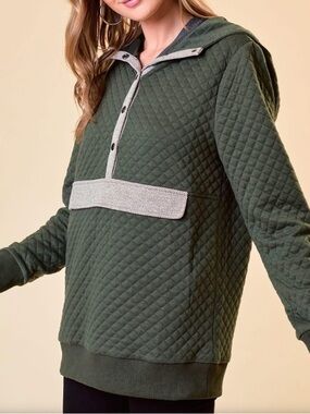 olive green quilted hoodie